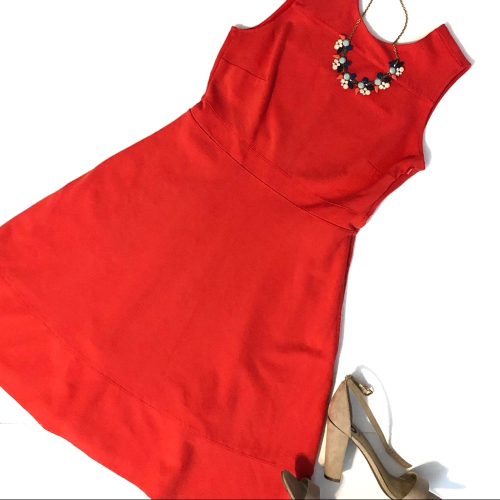 Lands End red A-line sleeveless dress 8P